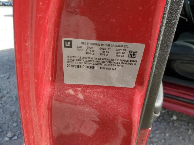 2G1WB5E31C1286656 - 2012 CHEVROLET IMPALA LT 勃艮第红 照片 12