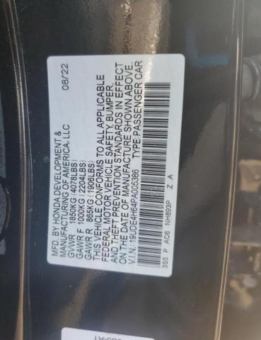 19UDE4H64PA005386 - 2023 ACURA INTEGRA A-SPEC TECH BLACK photo 10