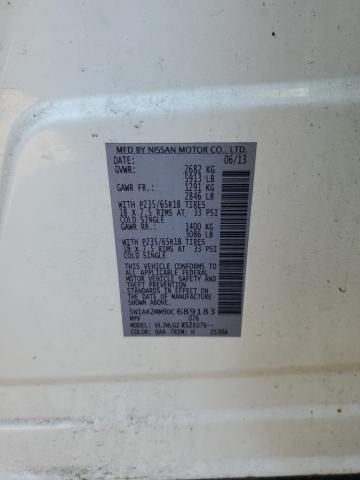 5N1AR2MM9DC689183 - 2013 NISSAN PATHFINDER S Սպիտակ լուսանկար 12