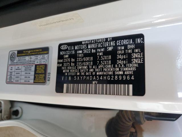 5XYPHDA54HG289964 - 2017 KIA SORENTO EX თეთრი ფოტო 14