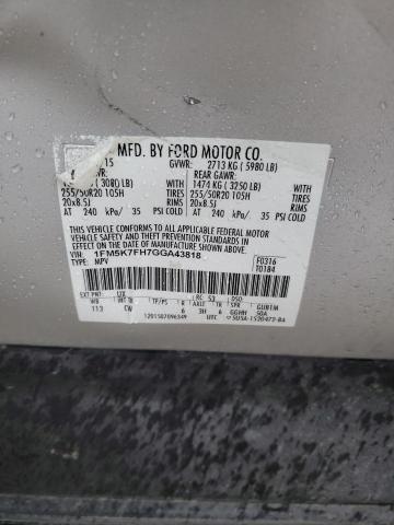 1FM5K7FH7GGA43818 - 2016 FORD EXPLORER LIMITED SILVER photo 13