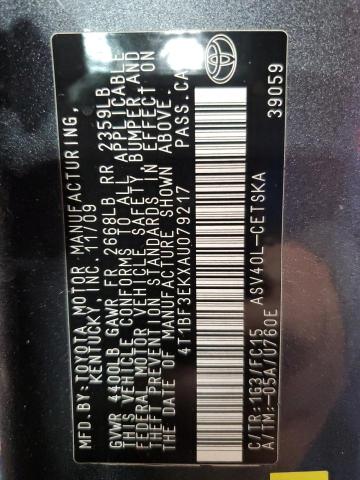 4T1BF3EKXAU079217 - 2010 TOYOTA CAMRY BASE GRAY photo 12