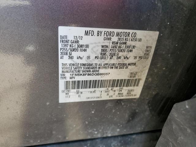 1FM5K8F86DGB88057 - 2013 FORD EXPLORER LIMITED GRAY photo 13