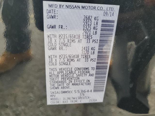 5N1AL0MM9EC553644 - 2014 INFINITI QX60 BLACK photo 14