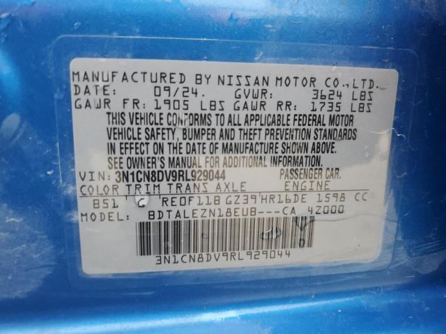 3N1CN8DV9RL929044 - 2024 NISSAN VERSA S BLUE photo 12