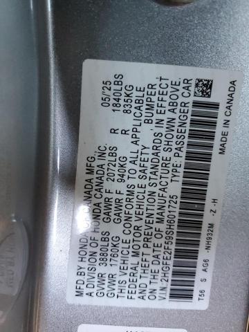 2HGFE2F59SH601725 - 2025 HONDA CIVIC SPORT SILVER photo 12