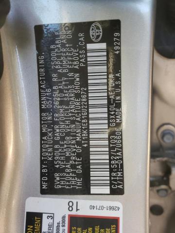 4T1BK1EB1GU228672 - 2016 TOYOTA AVALON XLE Boz foto 12