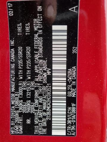 2T2BZMCA2HC083521 - 2017 LEXUS RX 350 BASE 红色 照片 13