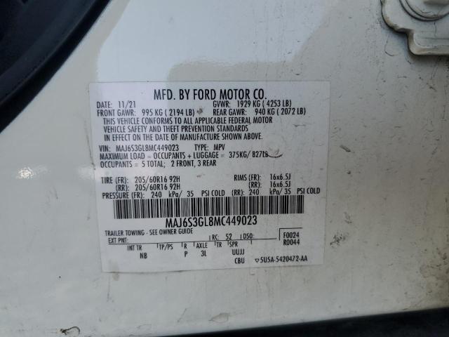 MAJ6S3GL8MC449023 - 2021 FORD ECOSPORT SE 白色 照片 14