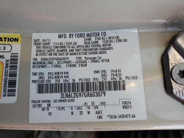 3LN6L2G97GR603079 - 2016 LINCOLN MKZ WHITE photo 12