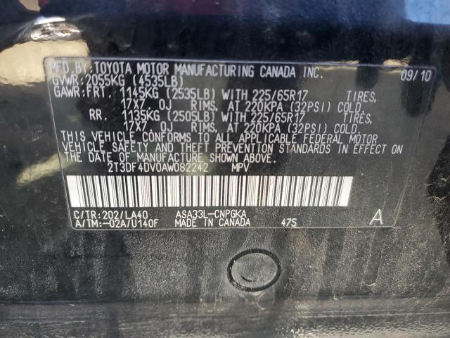 2T3DF4DV0AW082242 - 2010 TOYOTA RAV4 LIMITED 黑色 照片 13