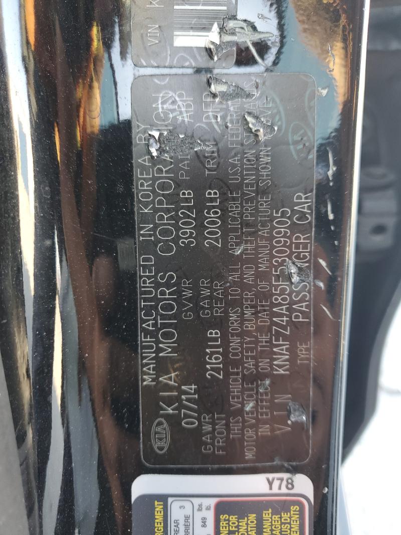 KNAFZ4A85F5309905 - 2015 KIA FORTE EX Սև լուսանկար 12