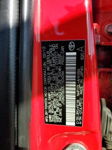 JTDKDTB33C1504286 - 2012 TOYOTA PRIUS C წითელი ფოტო 13