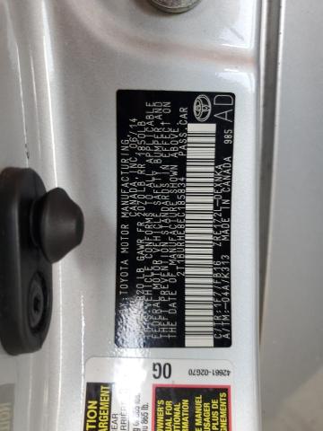 2T1BURHE8EC185834 - 2014 TOYOTA COROLLA L SILVER photo 13