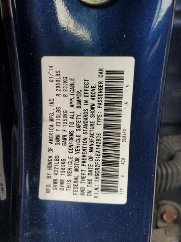 1HGCR2F51EA142636 - 2014 HONDA ACCORD SPORT BLUE photo 12