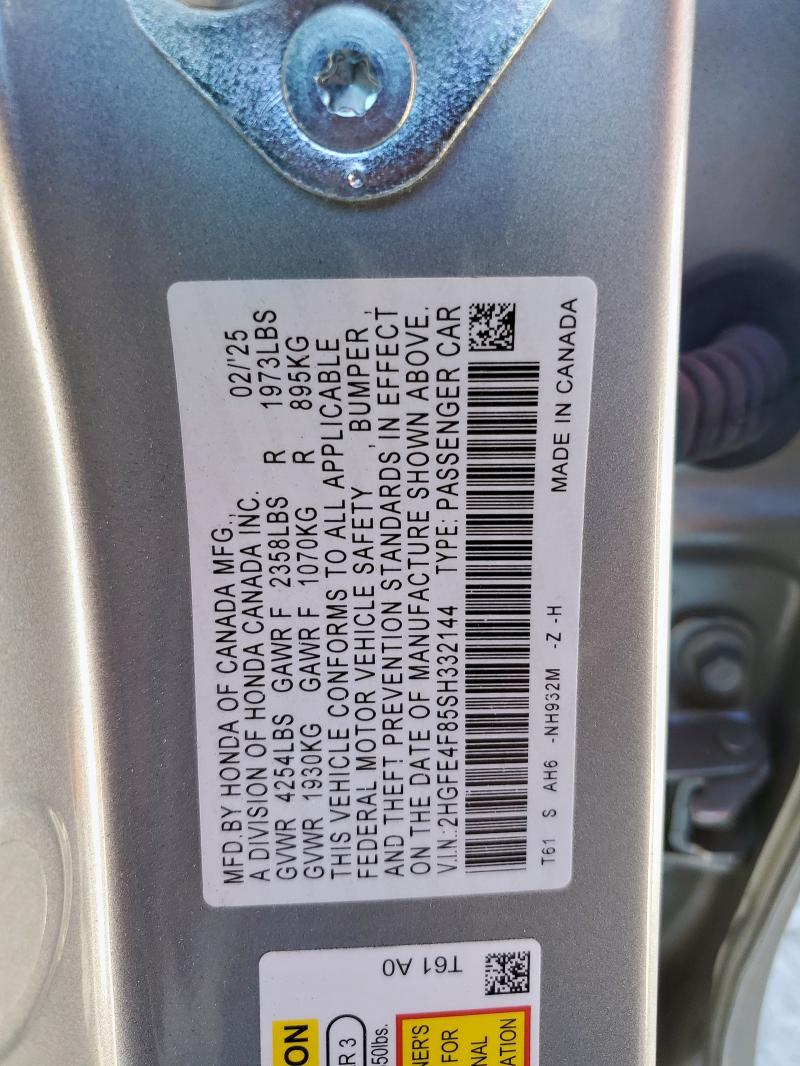 2HGFE4F85SH332144 - 2025 HONDA CIVIC SPORT Silber Foto 12