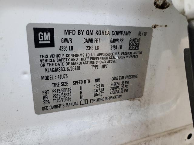 KL4CJASB3JB706748 - 2018 BUICK ENCORE PREFERRED WHITE photo 14