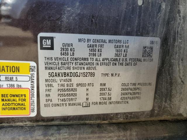 5GAKVBKD0GJ152789 - 2016 BUICK ENCLAVE Qəhvəyi foto 13