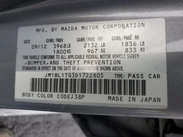 JM1BL1TG3D1722805 - 2013 MAZDA 3 I SILVER photo 12