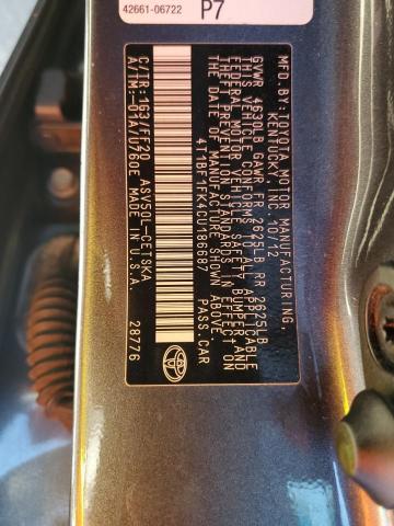 4T1BF1FK4CU186687 - 2012 TOYOTA CAMRY BASE Gri fotoğraf 13