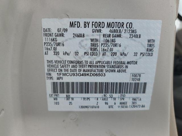 1FMCU93G49KD06503 - 2009 FORD ESCAPE XLT SILVER photo 14