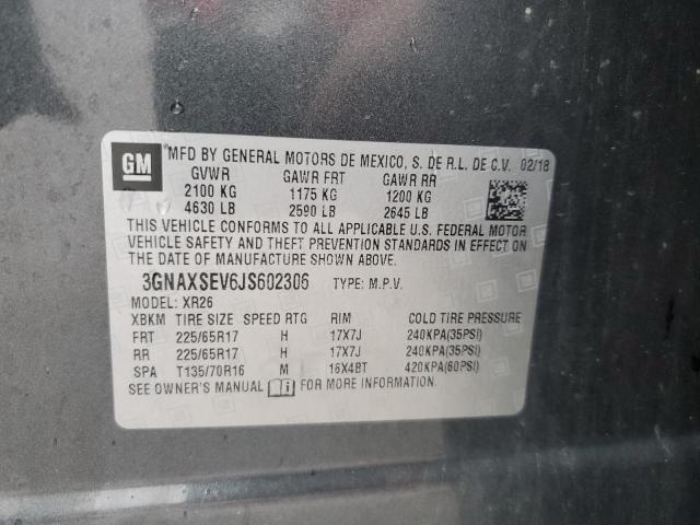 3GNAXSEV6JS602306 - 2018 CHEVROLET EQUINOX LT رمادي صورة 13