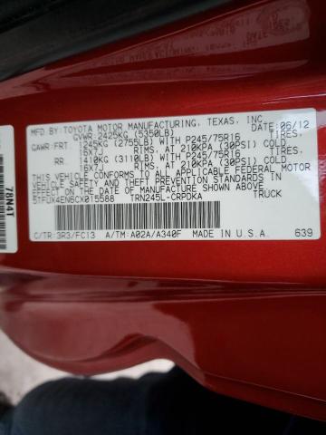 5TFUX4EN6CX015588 - 2012 TOYOTA TACOMA ACCESS CAB RED photo 13