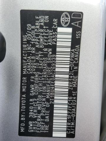 2T1BU4EE0AC269339 - 2010 TOYOTA COROLLA BASE Gümüş foto 12