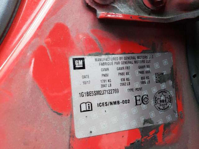 1G1BE5SM2J7122769 - 2018 CHEVROLET CRUZE LT RED photo 13