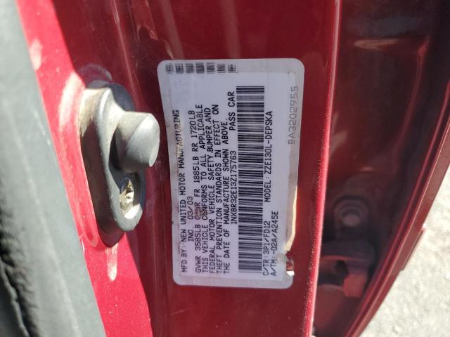 1NXBR32E13Z175763 - 2003 TOYOTA COROLLA CE RED photo 12