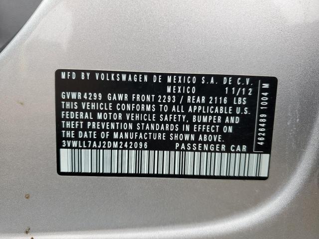 3VWLL7AJ2DM242096 - 2013 VOLKSWAGEN JETTA TDI 银色 照片 12