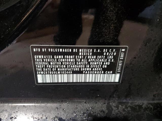 3VWC57BU9LM102449 - 2020 VOLKSWAGEN JETTA S BLACK photo 12