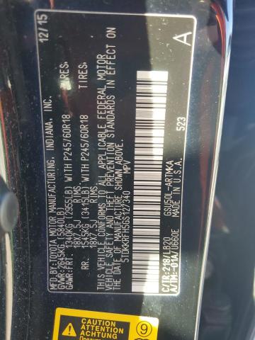 5TDKKRFH5GS127340 - 2016 TOYOTA HIGHLANDER XLE BLACK photo 14