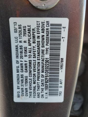 19XFB2F51DE022301 - 2013 HONDA CIVIC LX CHARCOAL photo 12