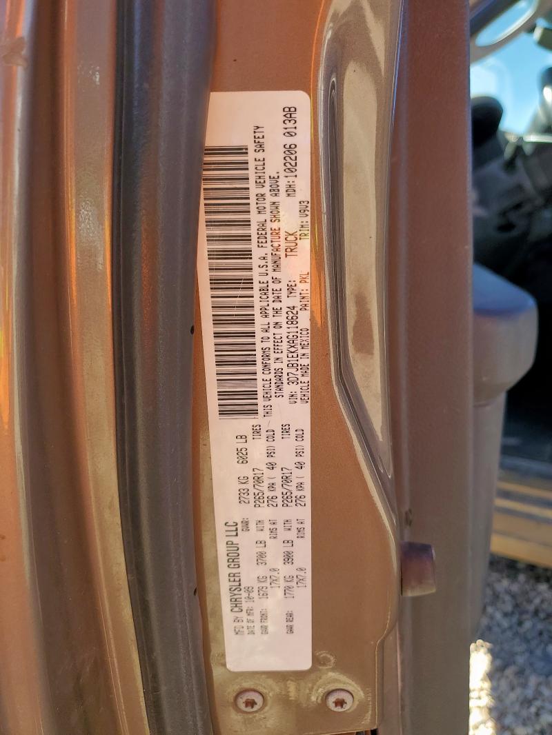 3D7JB1EKXAG118624 - 2010 DODGE RAM 1500 TAN photo 12