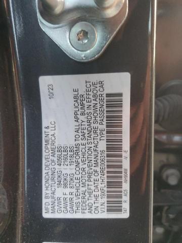 19XFL1H74RE006316 - 2024 HONDA CIVIC EXL ნაცრისფერი ფოტო 12