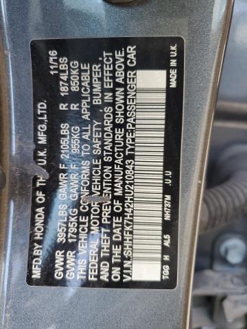 SHHFK7H42HU210843 - 2017 HONDA CIVIC SPORT CHARCOAL photo 13