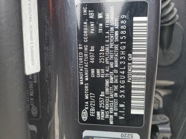 5XXGU4L33HG158889 - 2017 KIA OPTIMA EX Графитовый фото 12