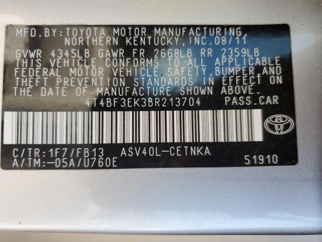 4T4BF3EK3BR213704 - 2011 TOYOTA CAMRY BASE Күміс фото 12