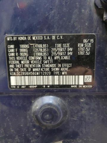 3CZRU6H56GM712920 - 2016 HONDA HR-V EX ლურჯი ფოტო 13