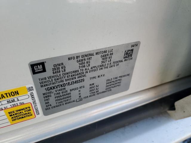 1GKKVTKD1EJ349329 - 2014 GMC ACADIA DENALI WHITE photo 13