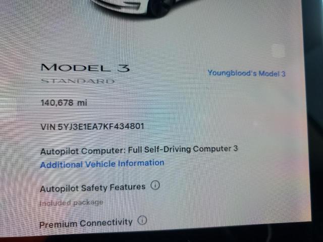5YJ3E1EA7KF434801 - 2019 TESLA MODEL 3 Սև լուսանկար 9