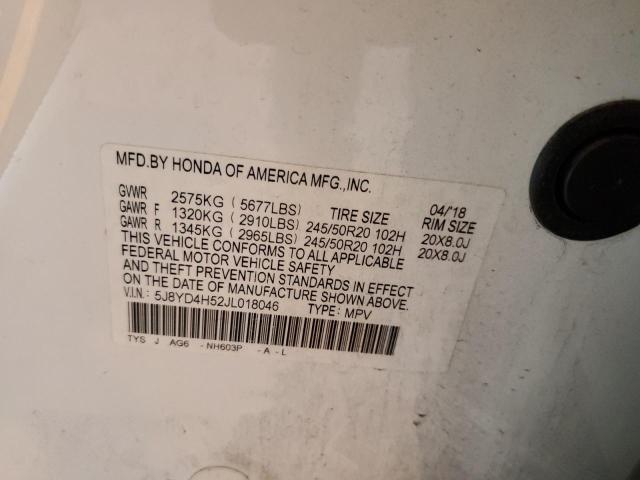5J8YD4H52JL018046 - 2018 ACURA MDX TECHNOLOGY Blanco foto 14