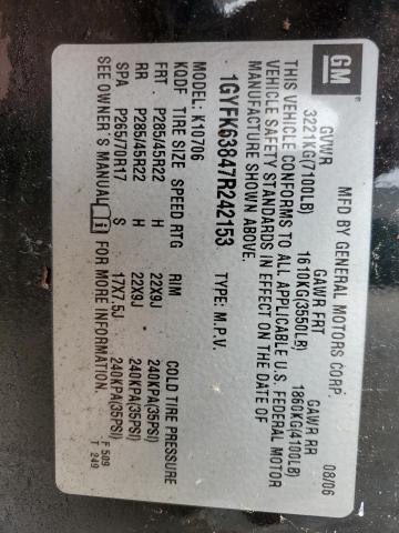 1GYFK63847R242153 - 2007 CADILLAC ESCALADE LUXURY أسود صورة 13