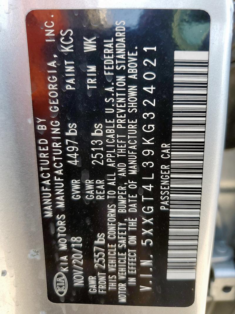 5XXGT4L39KG324021 - 2019 KIA OPTIMA LX SILVER photo 12