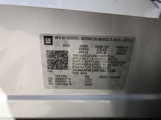 3GNAXHEV0KS627156 - 2019 CHEVROLET EQUINOX LS 银色 照片 14