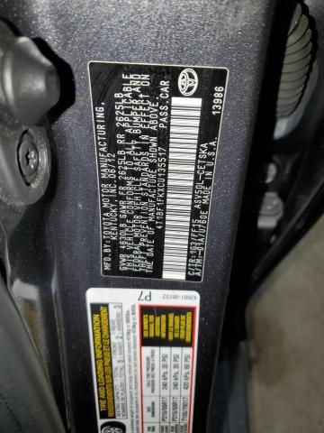 4T1BF1FKXCU135517 - 2012 TOYOTA CAMRY BASE ნაცრისფერი ფოტო 12