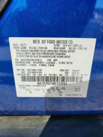 MAJ3S2GE5MC435935 - 2021 FORD ECOSPORT SE أزرق صورة 13