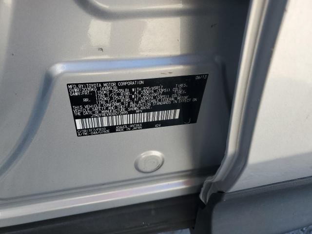 JTMZFREVXDD012895 - 2013 TOYOTA RAV4 LE ვერცხლისფერი ფოტო 13