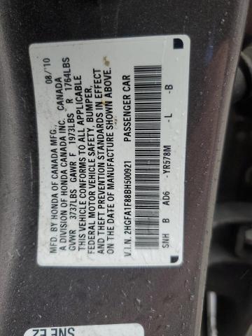 2HGFA1F88BH500921 - 2011 HONDA CIVIC EX GRAY photo 12